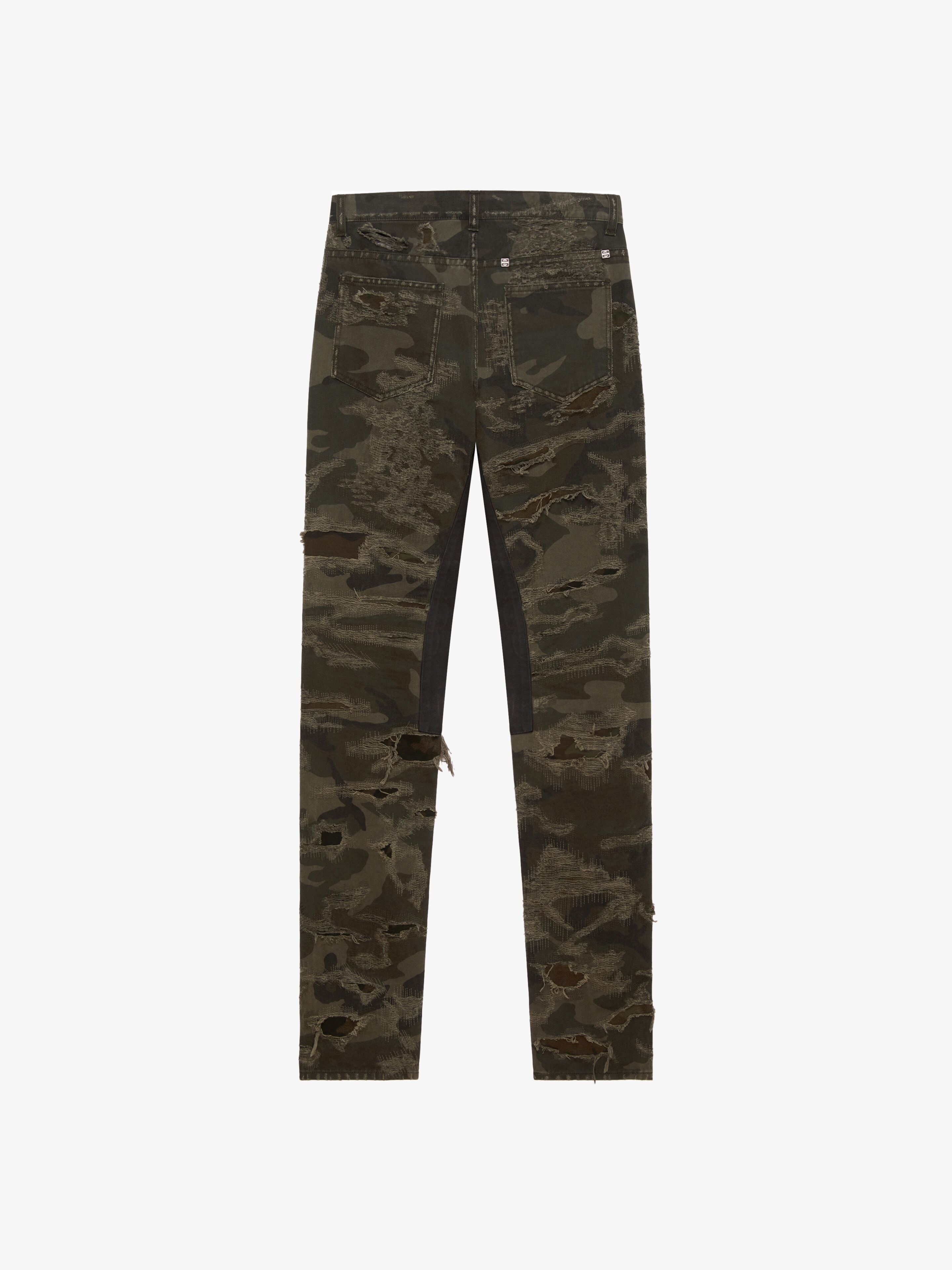 SLIM-FIT IN DESTROYED DENIM WITH PRINTED CAMO - 5