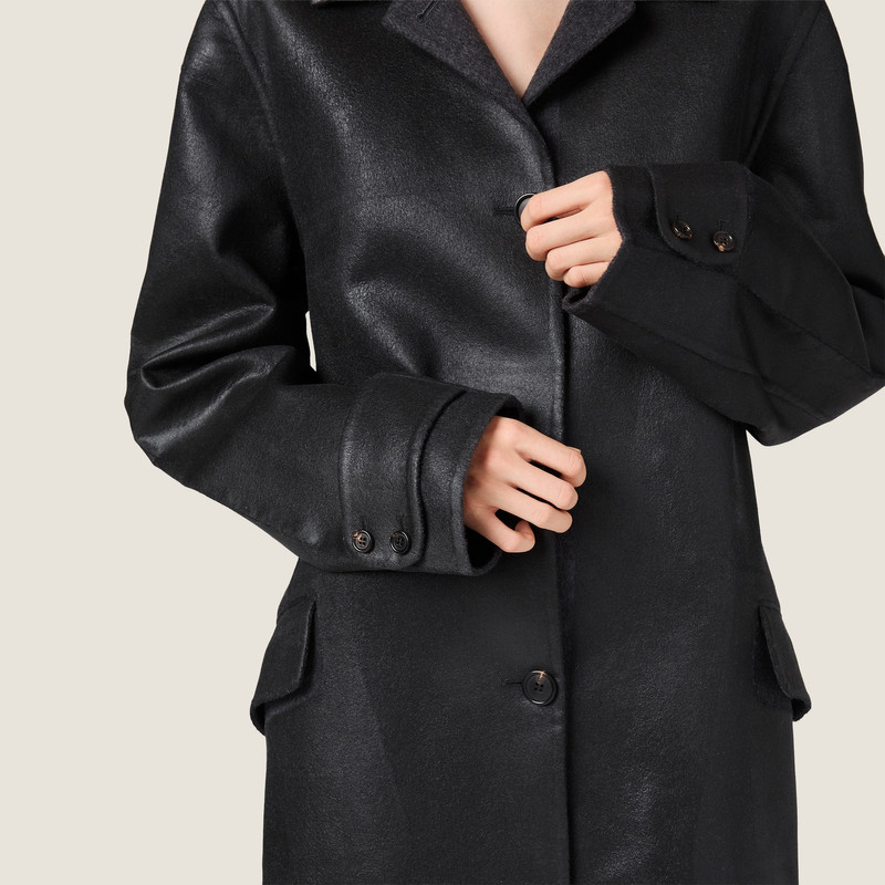 Single-breasted double wool and shearling coat 5