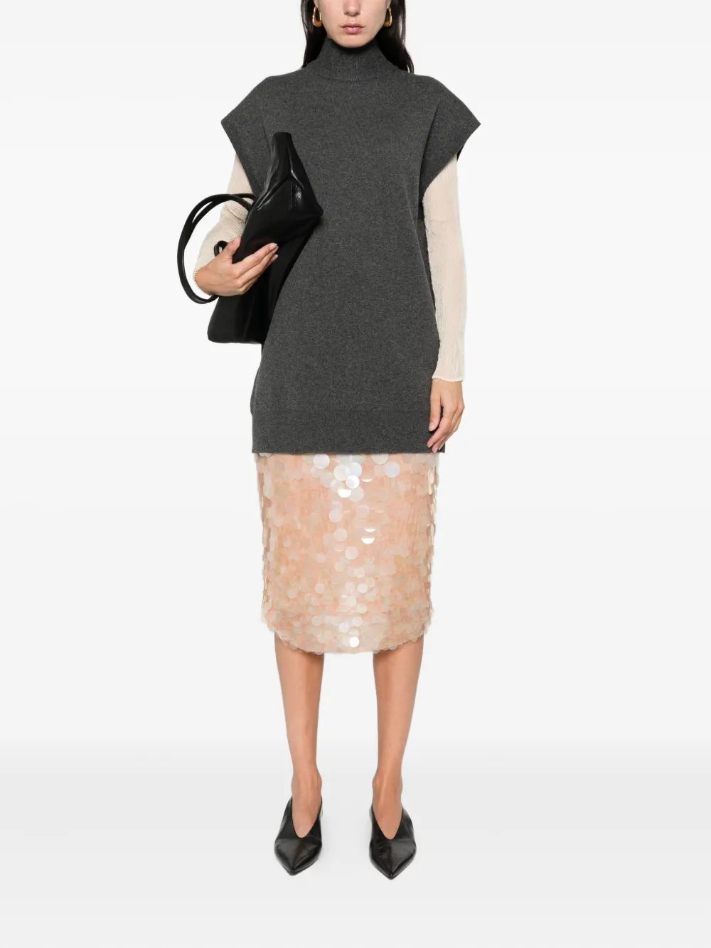 Scarf top in double face wool cashmere - 2