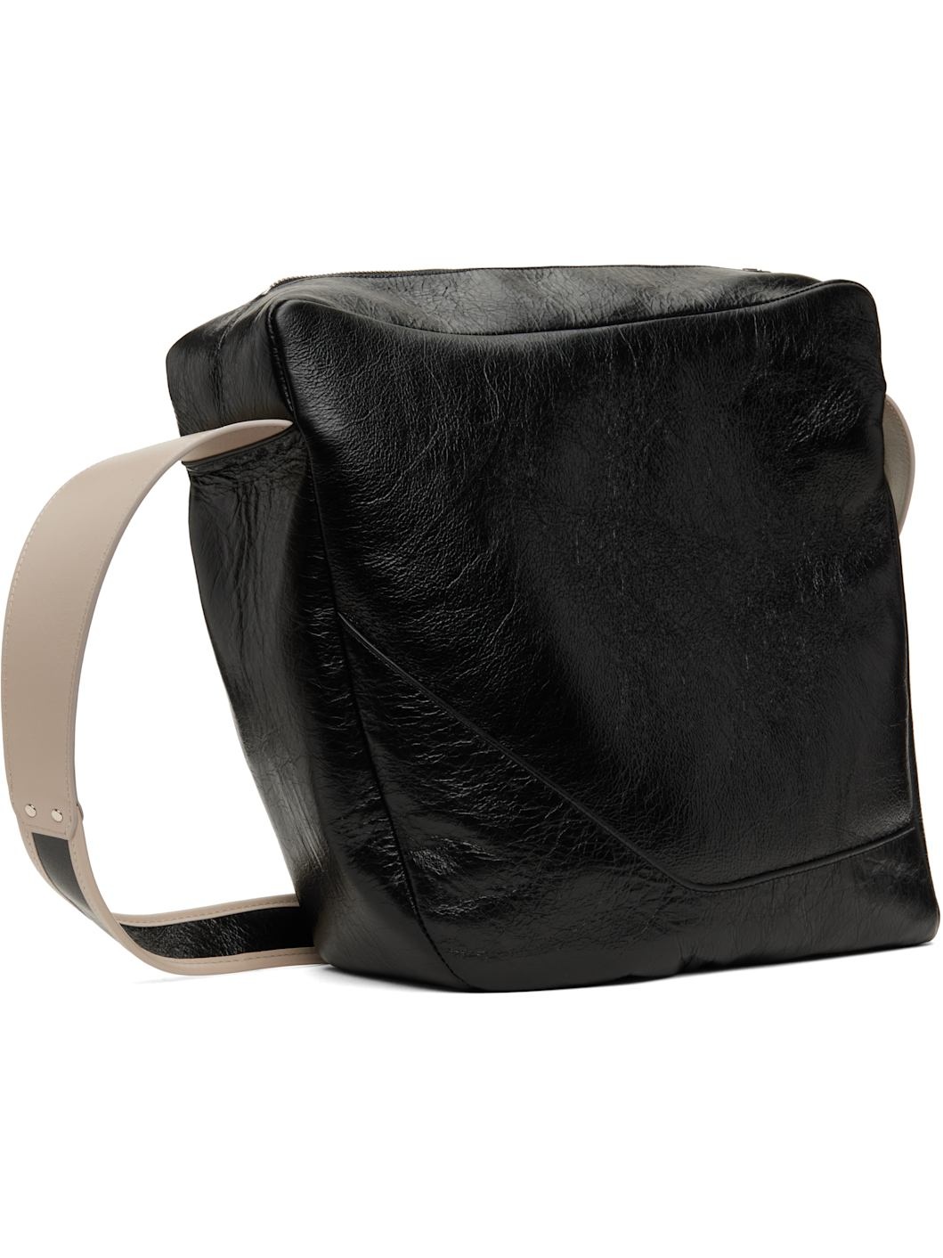 Black & Beige Deultum Leather Bag - 3