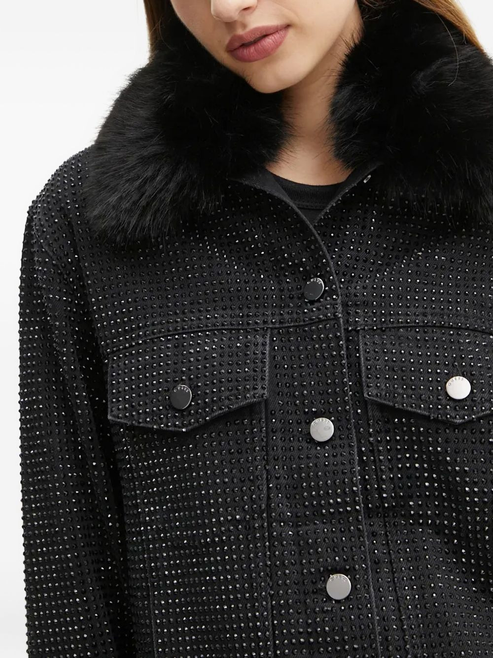 rhinestone-embellished denim jacket - 5