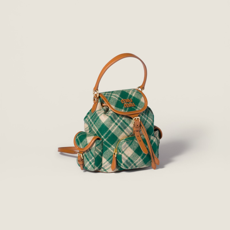 Miu Miu Plaid and leather backpack outlook
