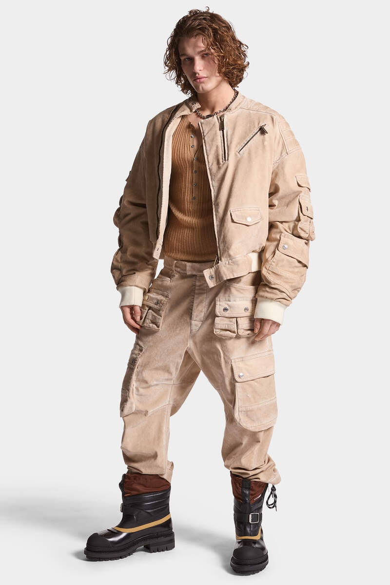 FLOCK DENIM GRUNGE CARGO BIKER JACKET - 6