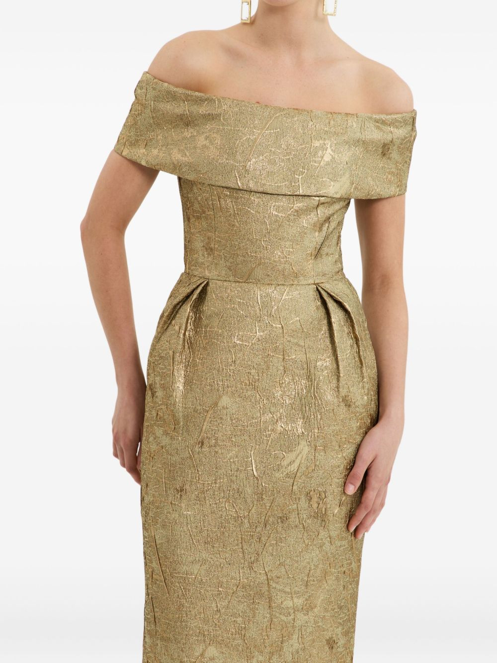 off-shoulder brocade gown - 5