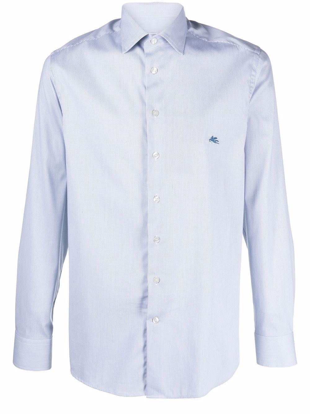 embroidered-logo button-up shirt - 1