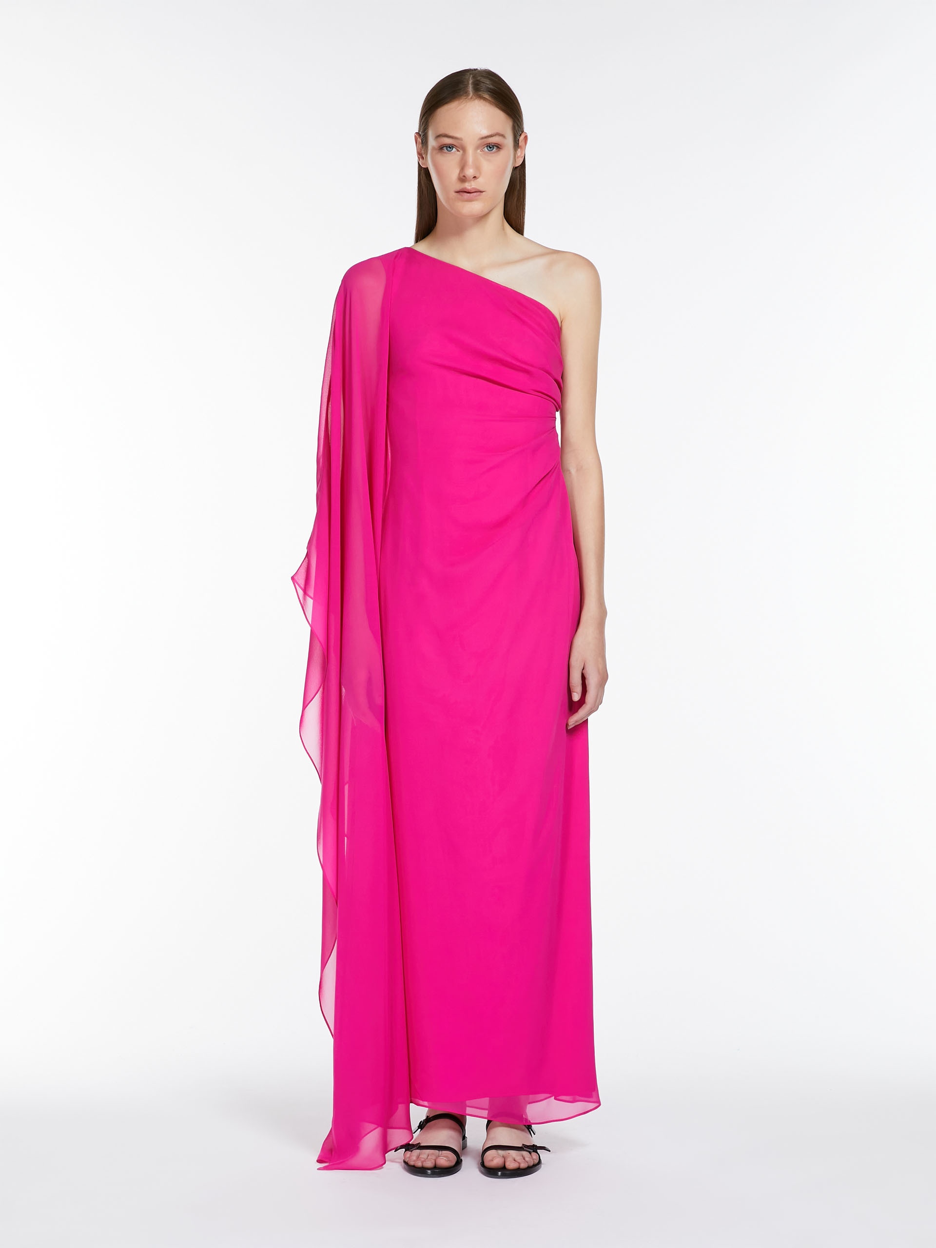 VALLET Washed silk one-shoulder dress - 3