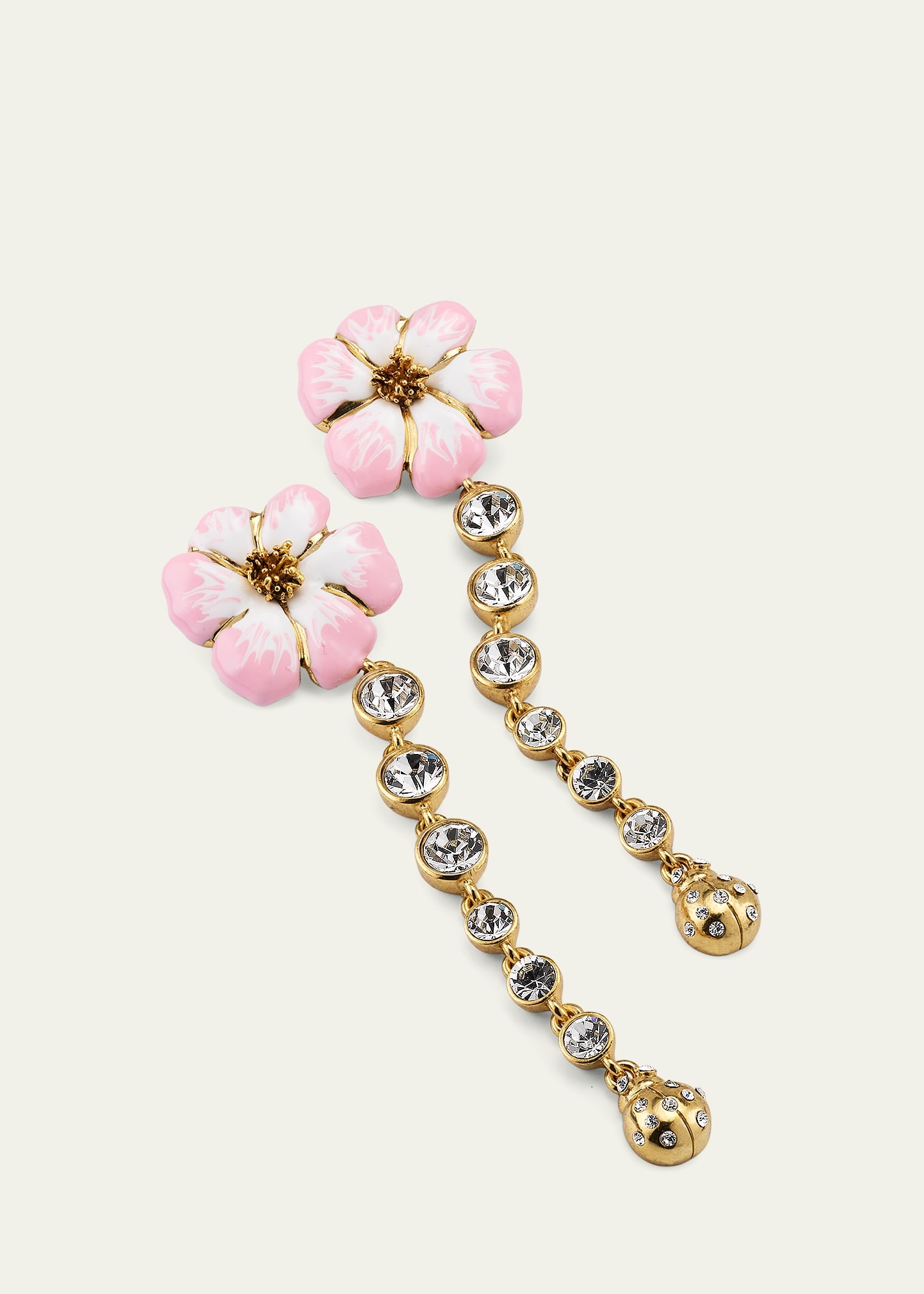 Enamel Flower Strand Earrings - 3