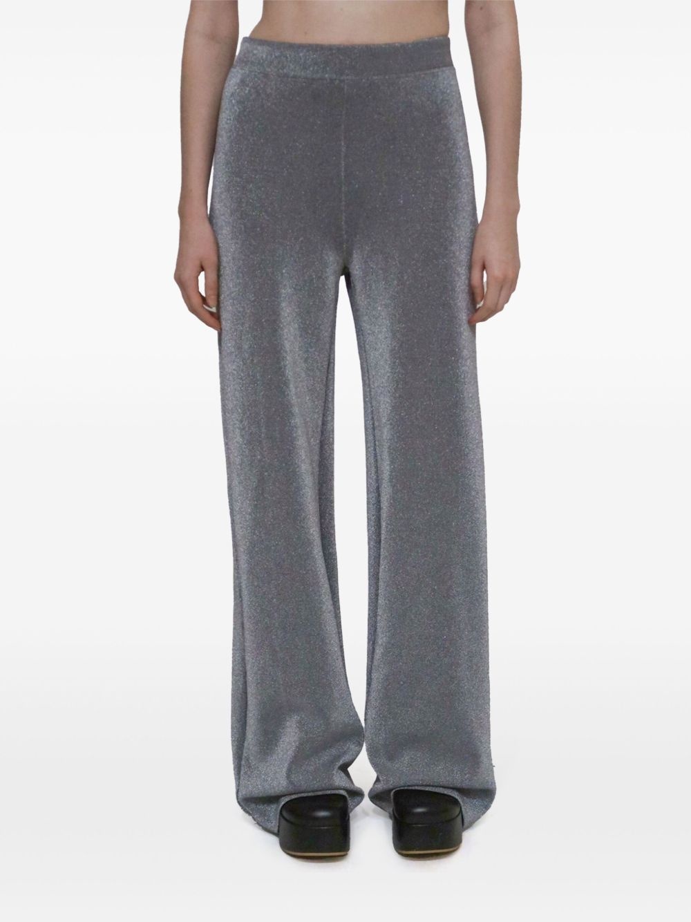 metallic straight-leg trousers - 5