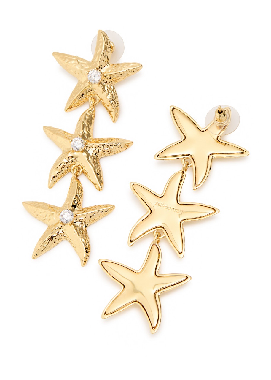 Self-portrait Mottled Gold Sea Star Gold-plated Drop Earrings - 3