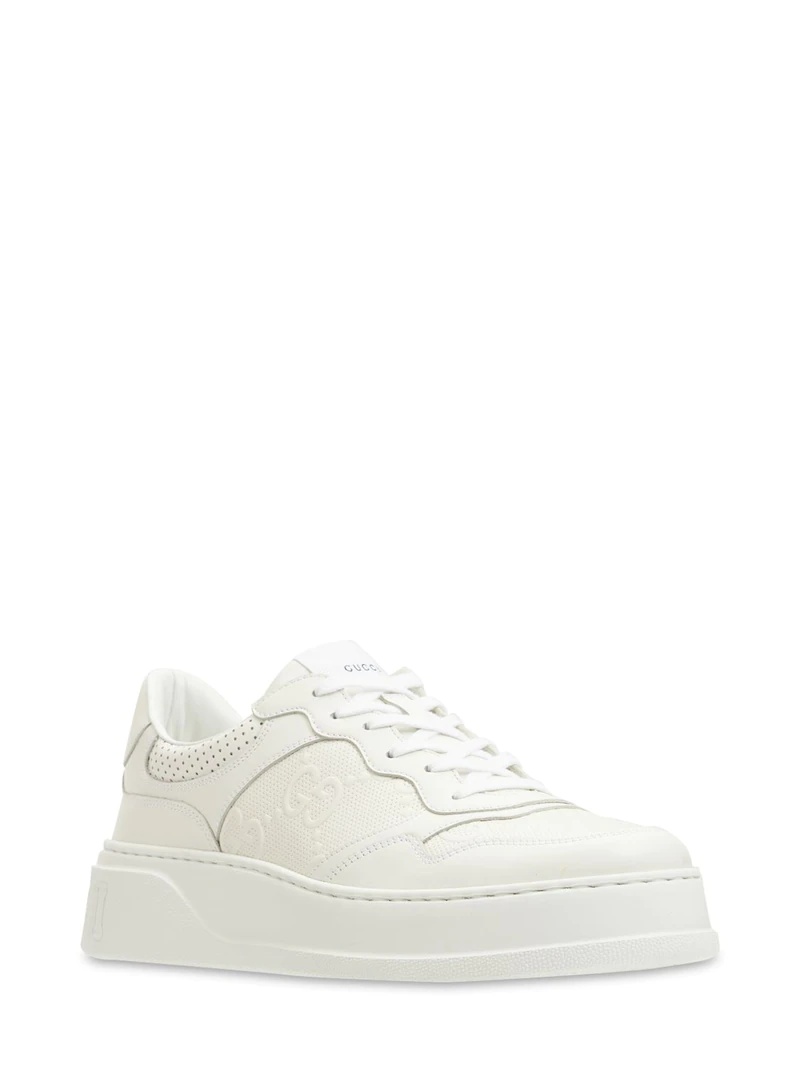 GG EMBOSSED LEATHER SNEAKERS - 3