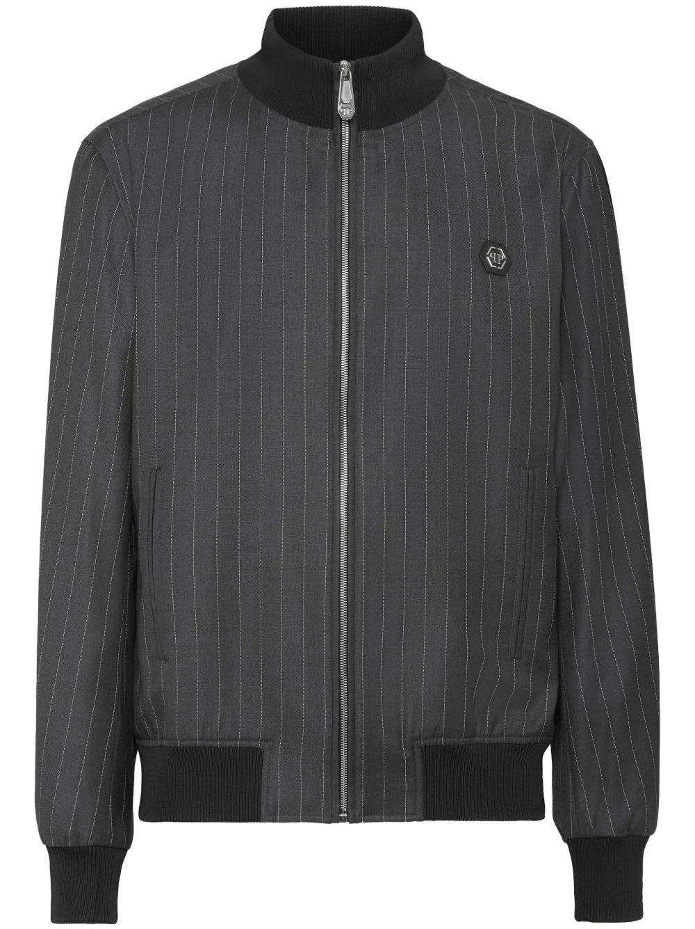 pinstriped bomber jacket - 1
