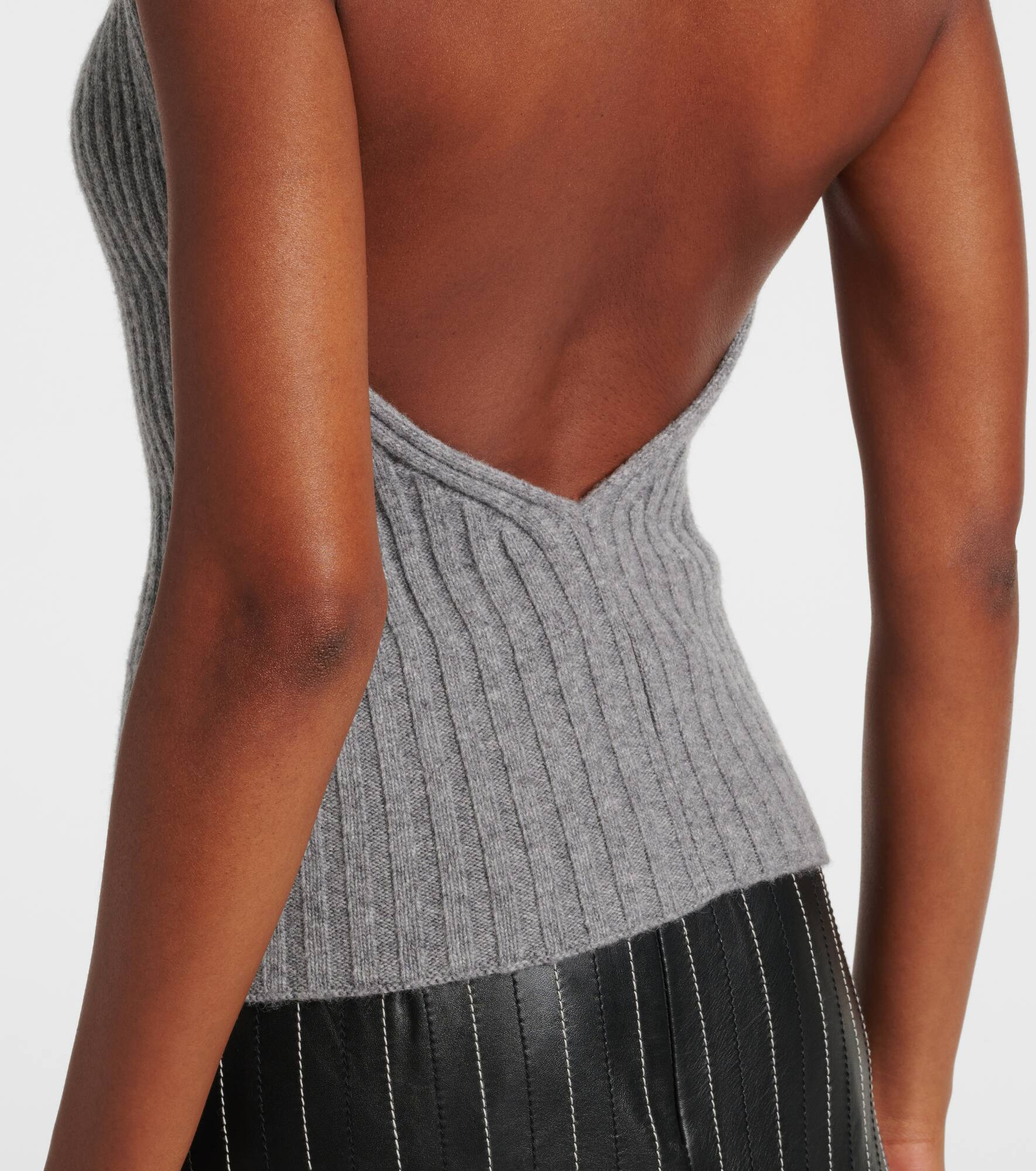Draped ribbed-knit wool-blend top - 5