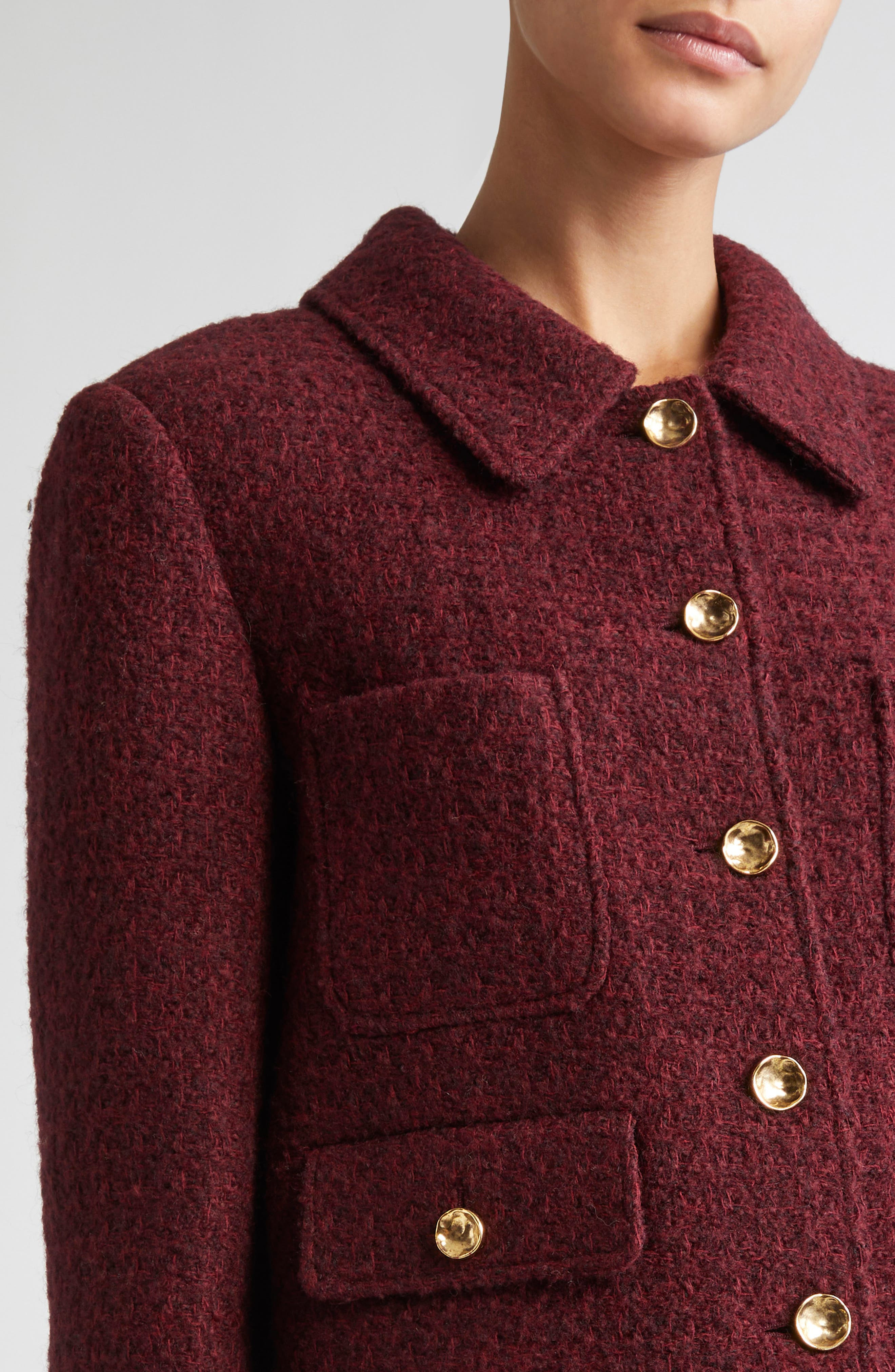 Altuzarra Astley Tweed Crop Jacket in Grenache at Nordstrom - 5