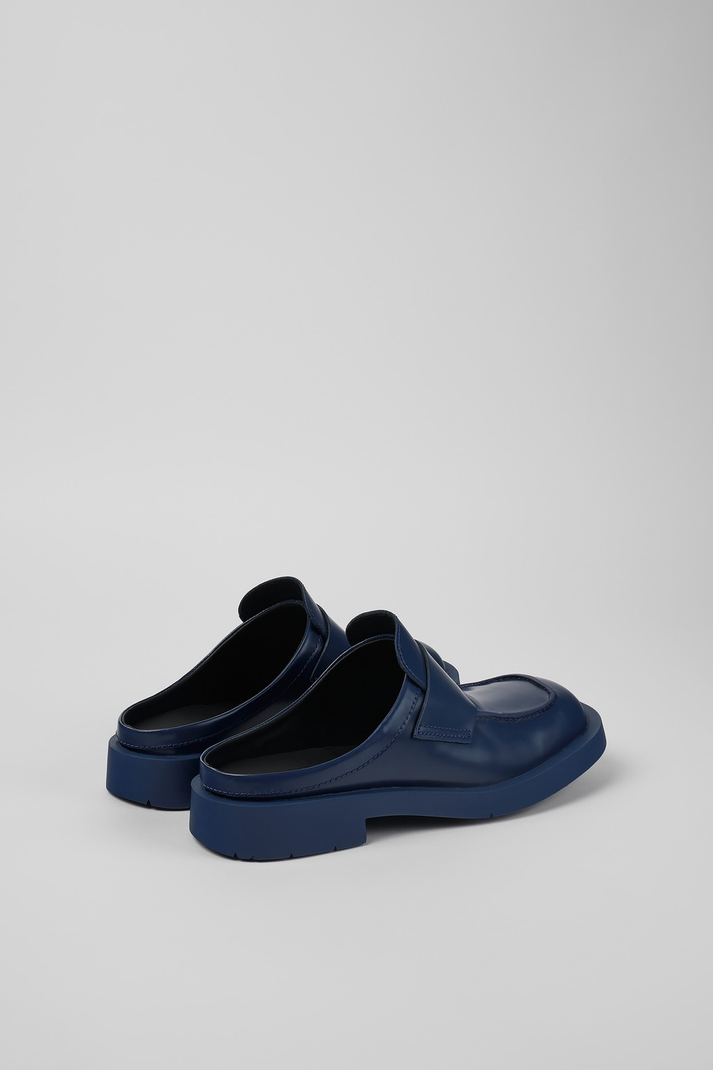 Blue leather loafer slide - 3