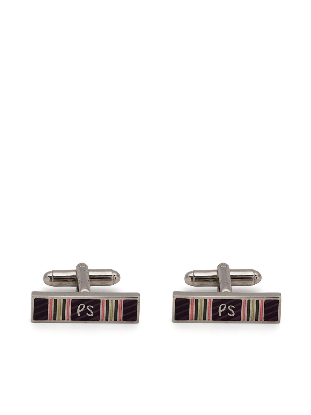 logo-engraved silver-plated cufflinks - 1