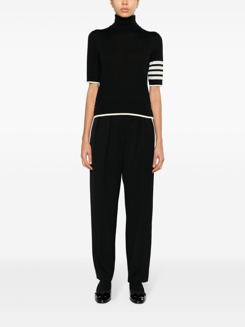stripe-detailing short-sleeve jumper - 2