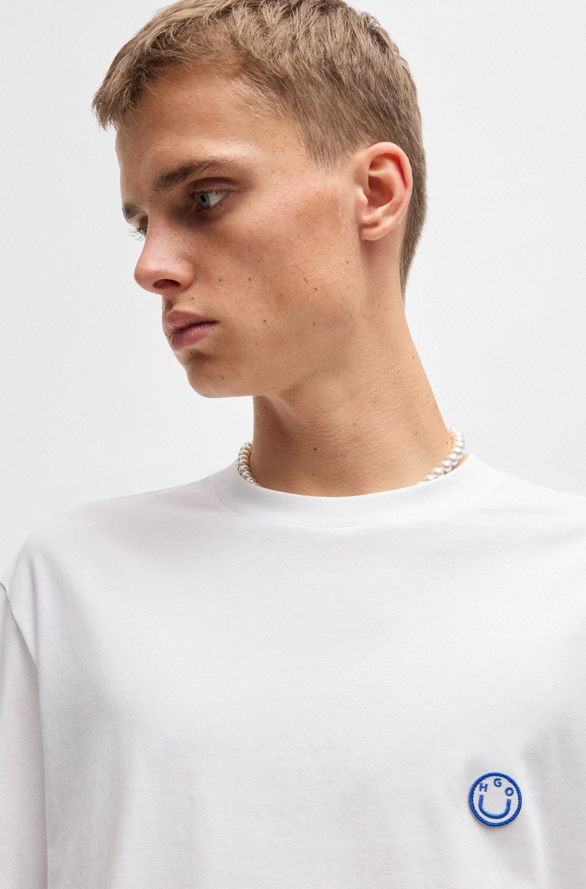 COTTON JERSEY T-SHIRT WITH CURVED LOGO - 3