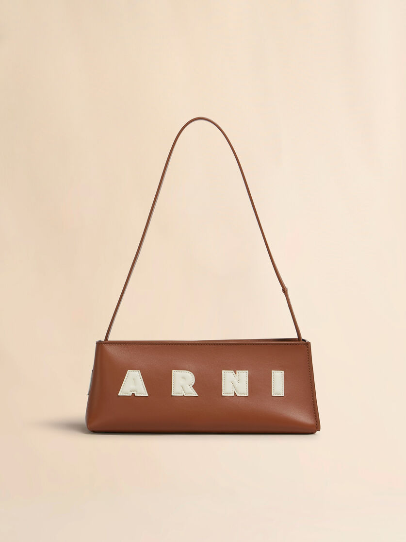 BROWN LEATHER MUSEO BAGUETTE BAG - 6