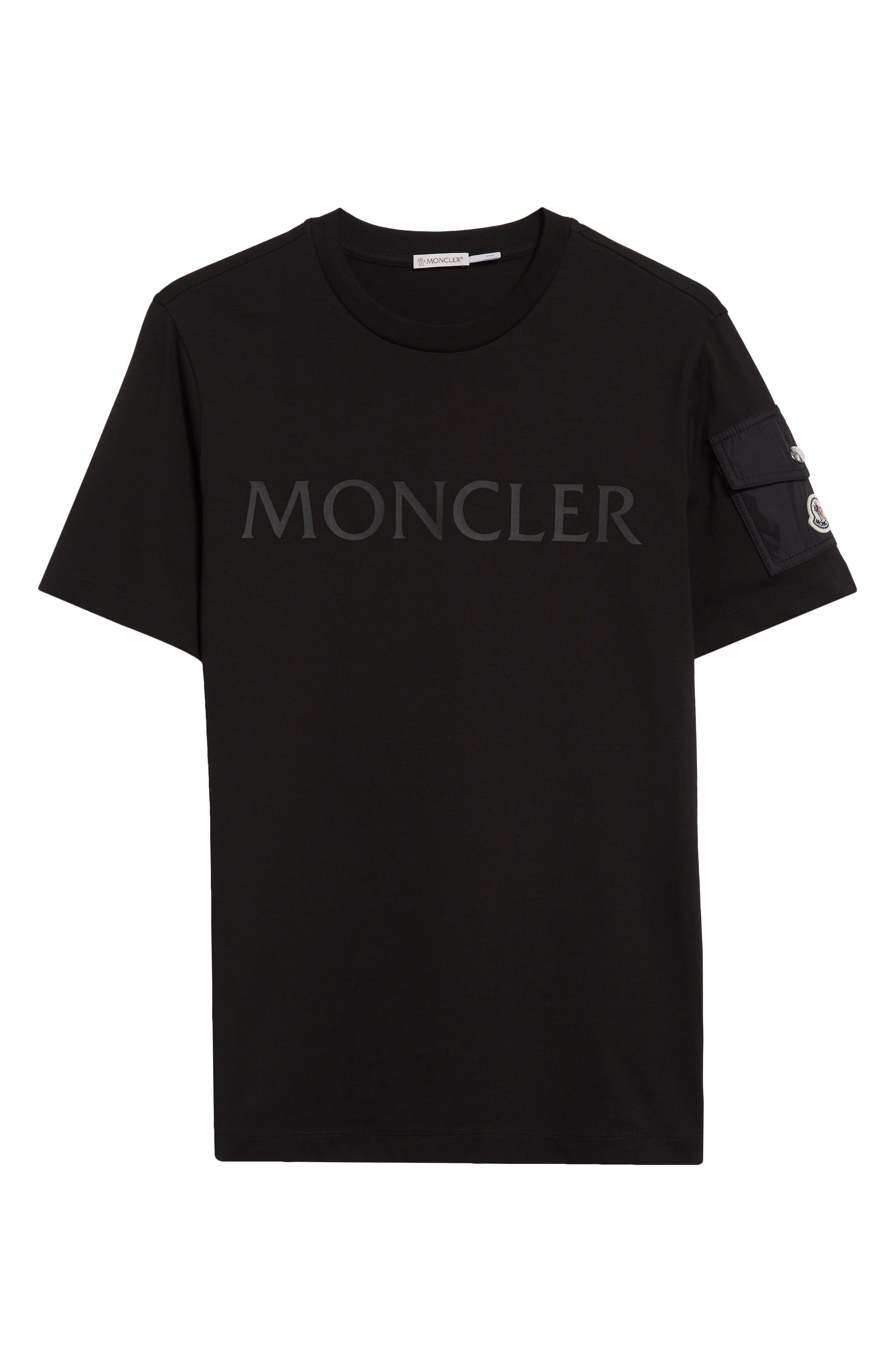 Moncler Logo Pocket Cotton T-Shirt in Black at Nordstrom - 6
