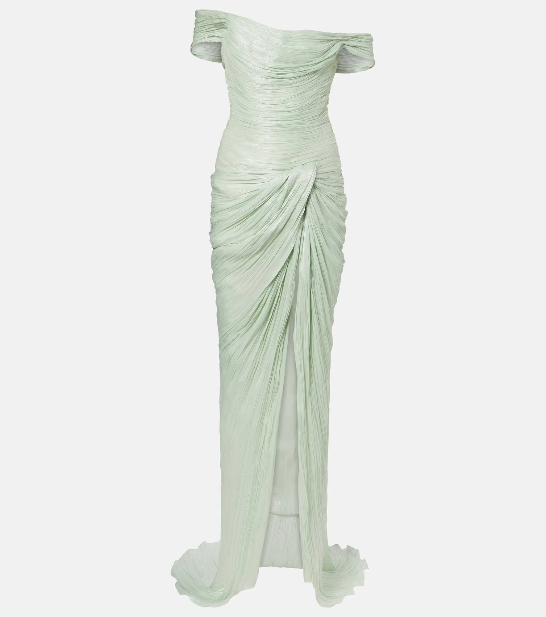 Asymmetric off-shoulder bustier gown - 1