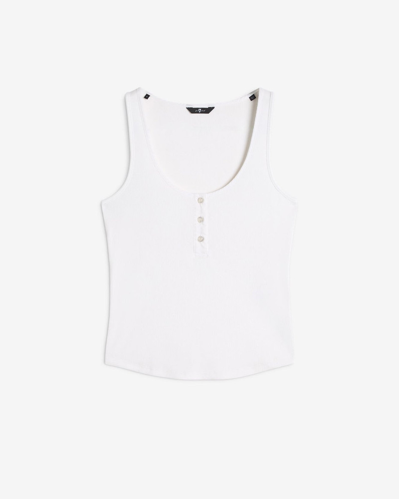 Ribbed Henley Tank in Optical White 1