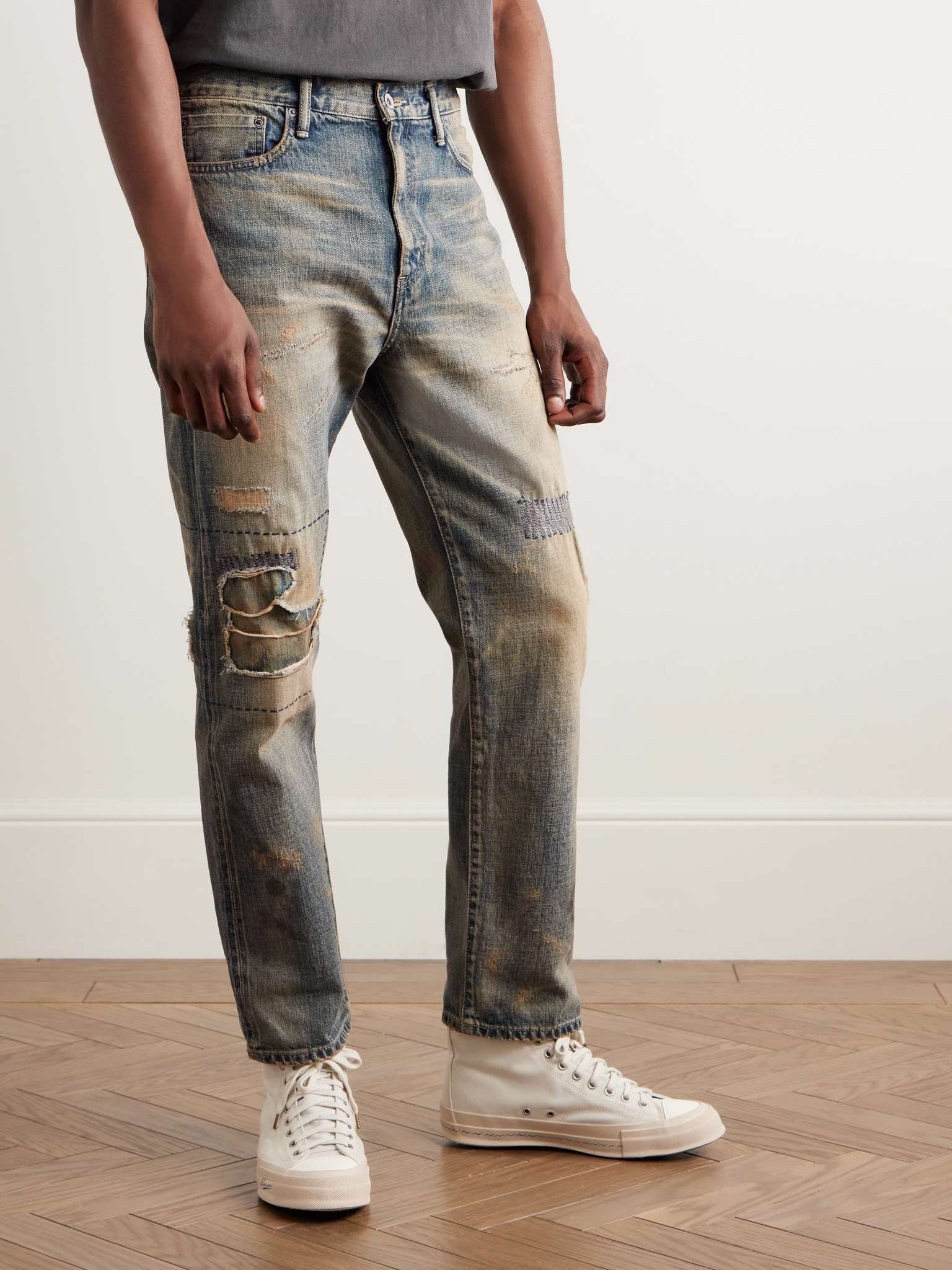 Savage Slim-Fit Straight-Leg Distressed Selvedge Jeans - 3