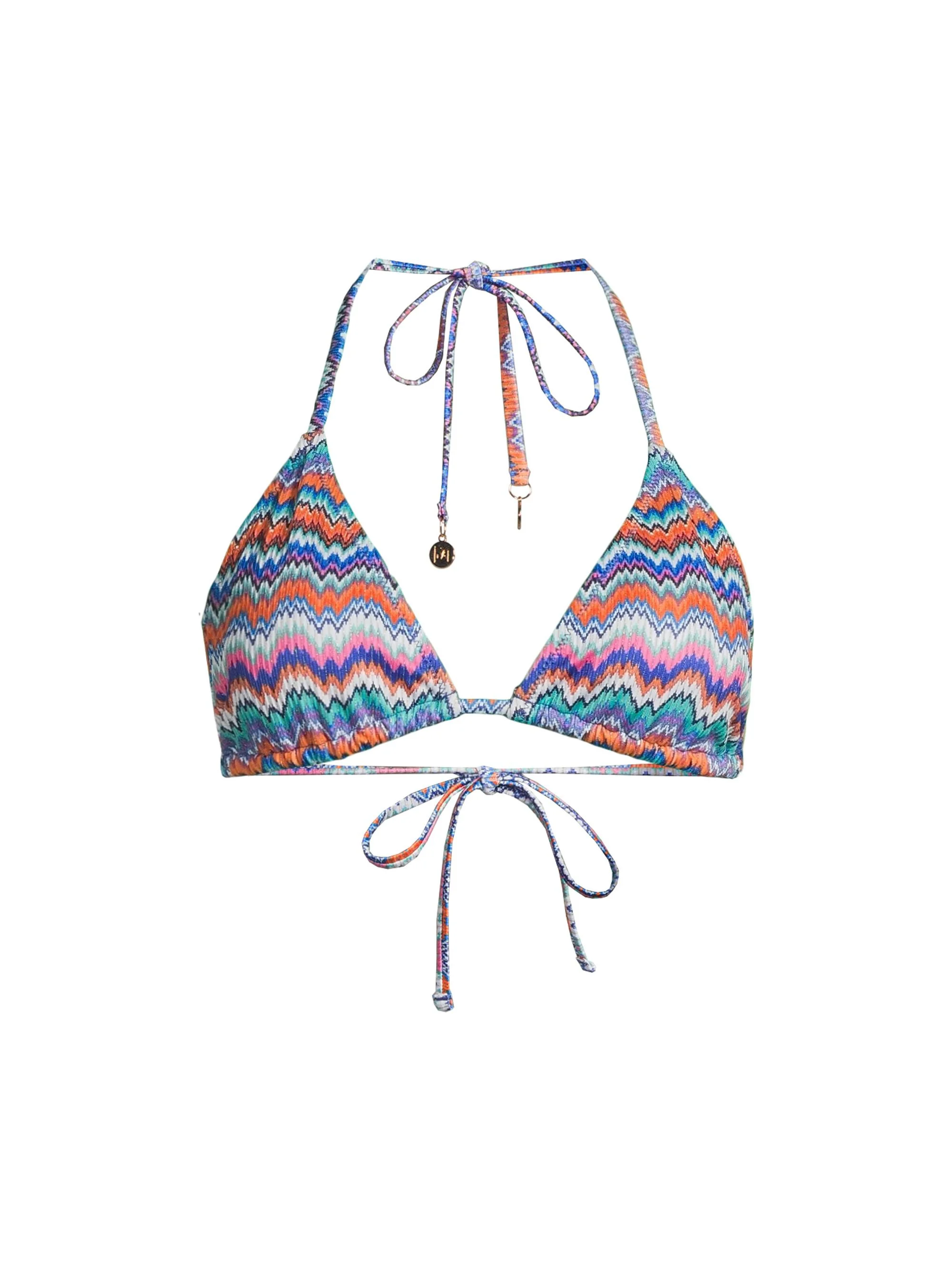 Women's Barcelona Metallic Chevron Triangle Bikini Top - Blue Multi - 1