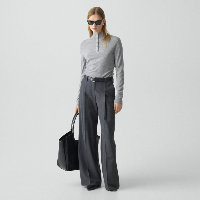Theory Shirred Henley Sweater in Regal Wool outlook