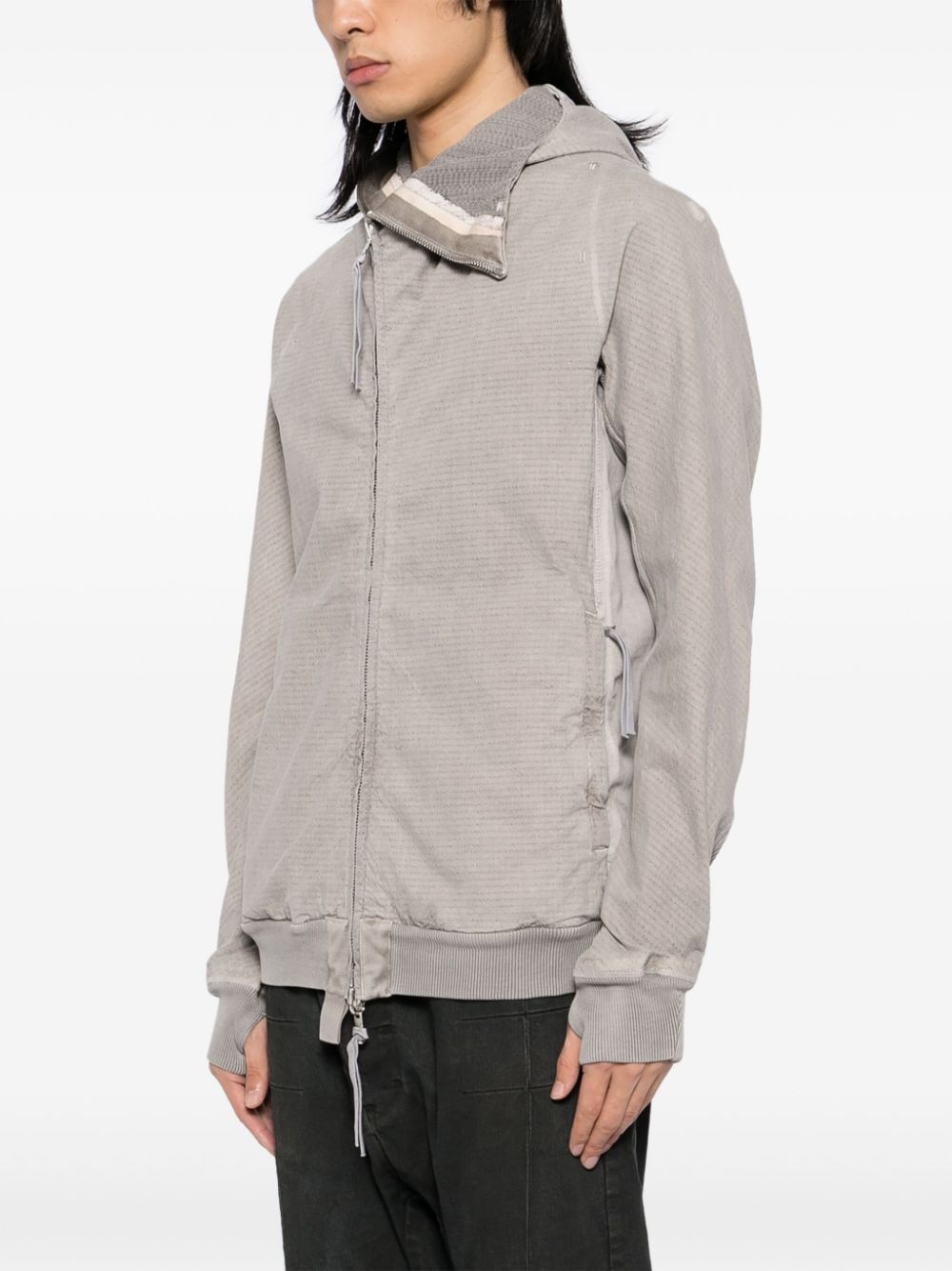 asymmetric cotton hooded jacket - 3