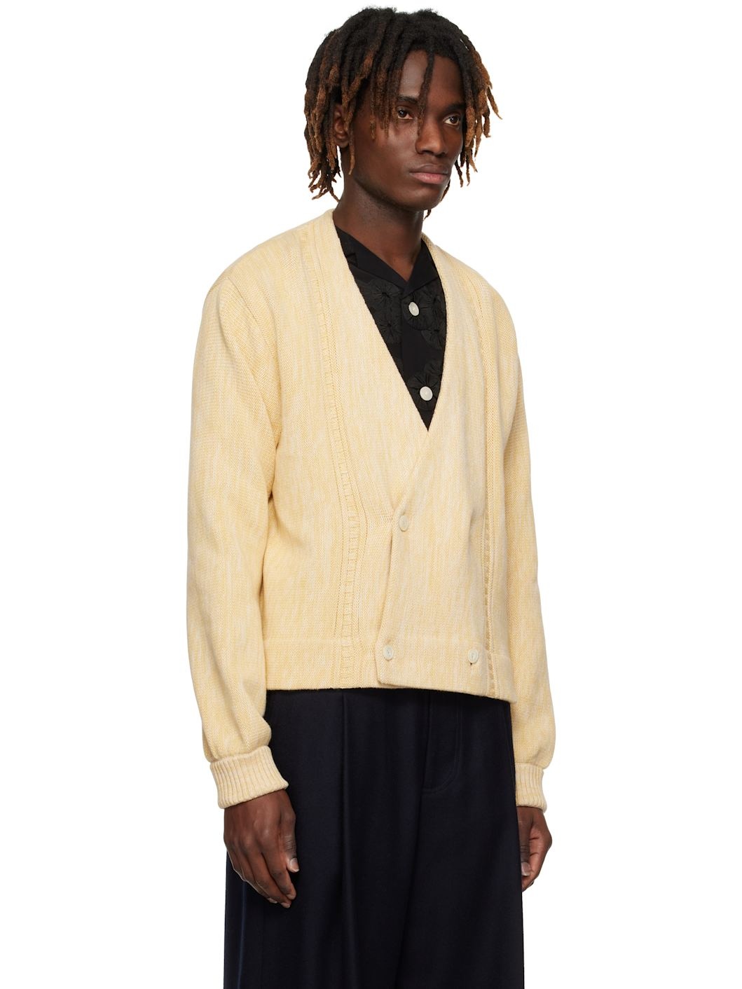Yellow Double-Breasted Cardigan - 2
