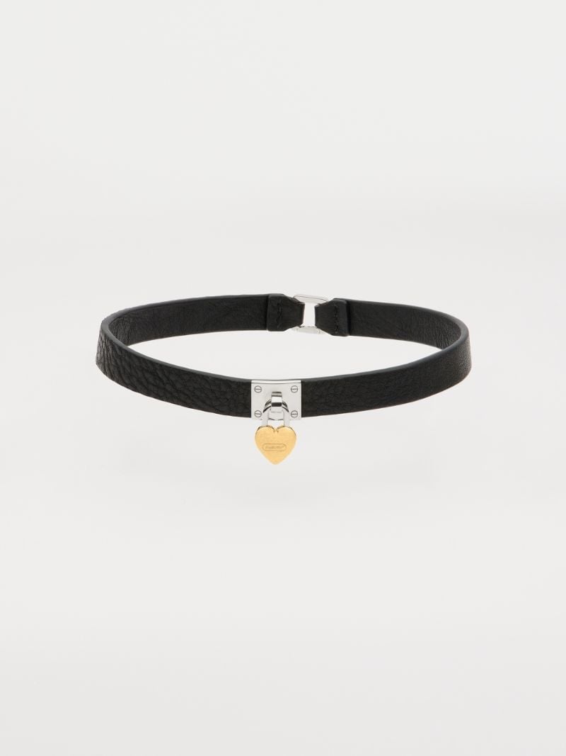 Heart Padlock Leather Choker - 2