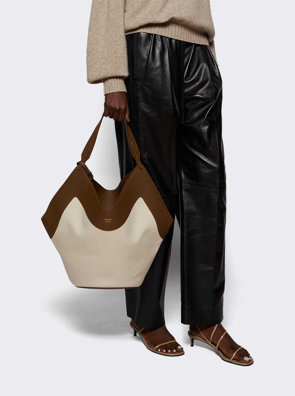 Lotus Medium Canvas Tote Cream And Dark Olive - 2