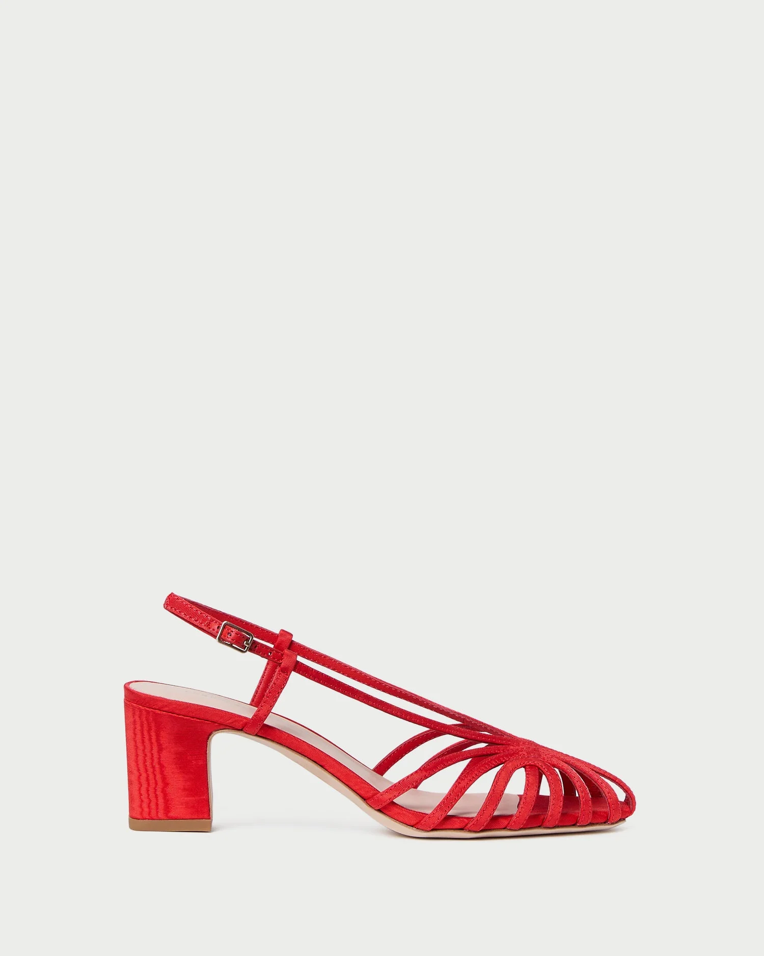 Priscilla Red Moiré Heeled Sandal - 1