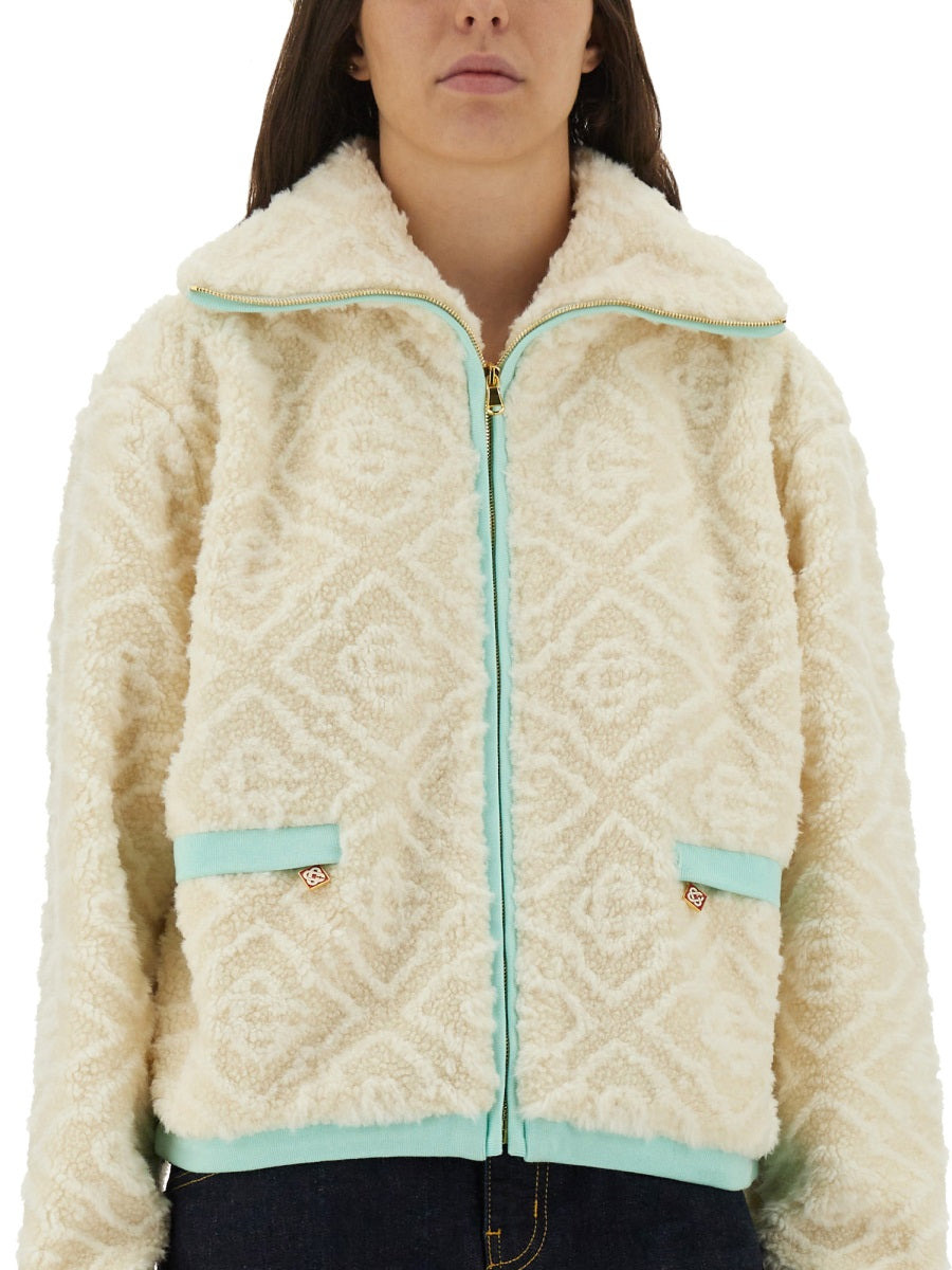 Casablanca Women Monogrammed Fleece Jacket - 4