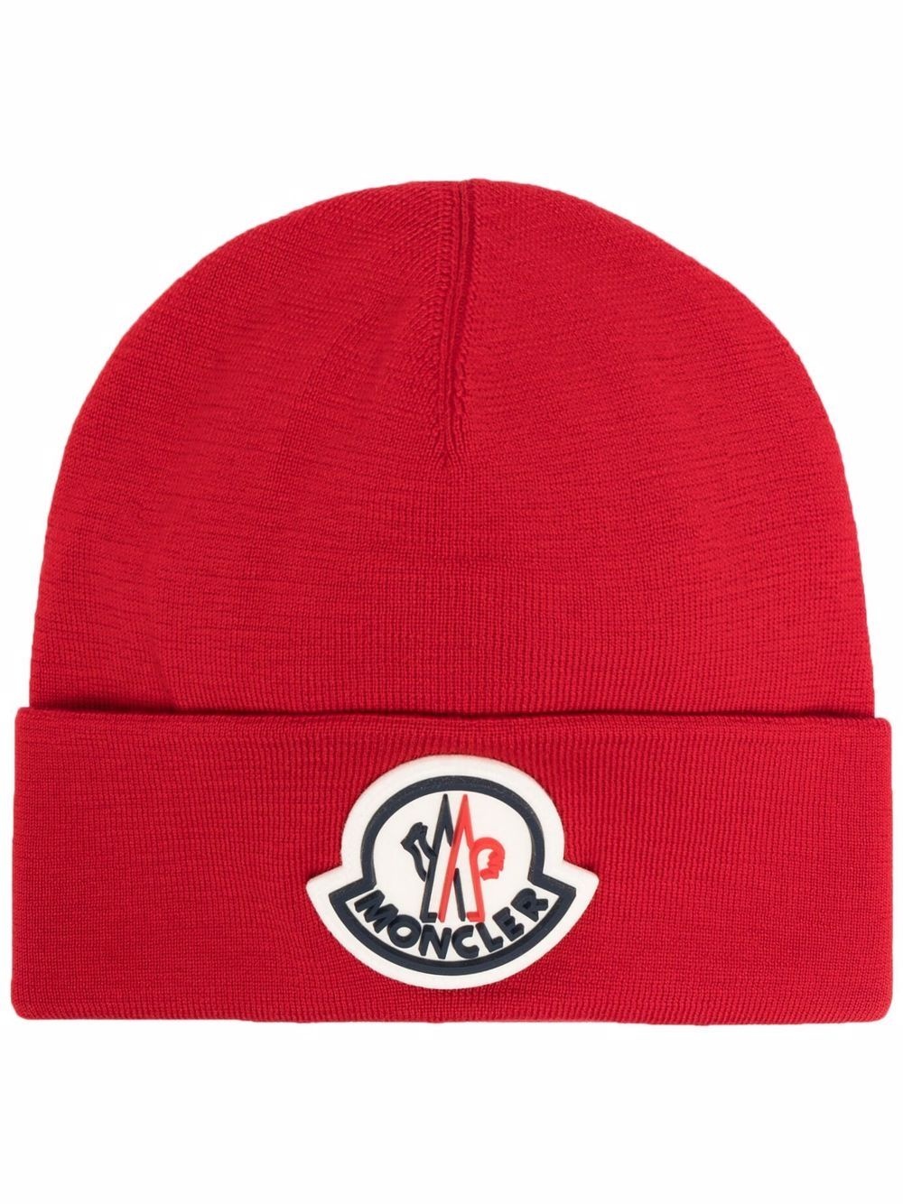 logo-patch wool beanie - 1