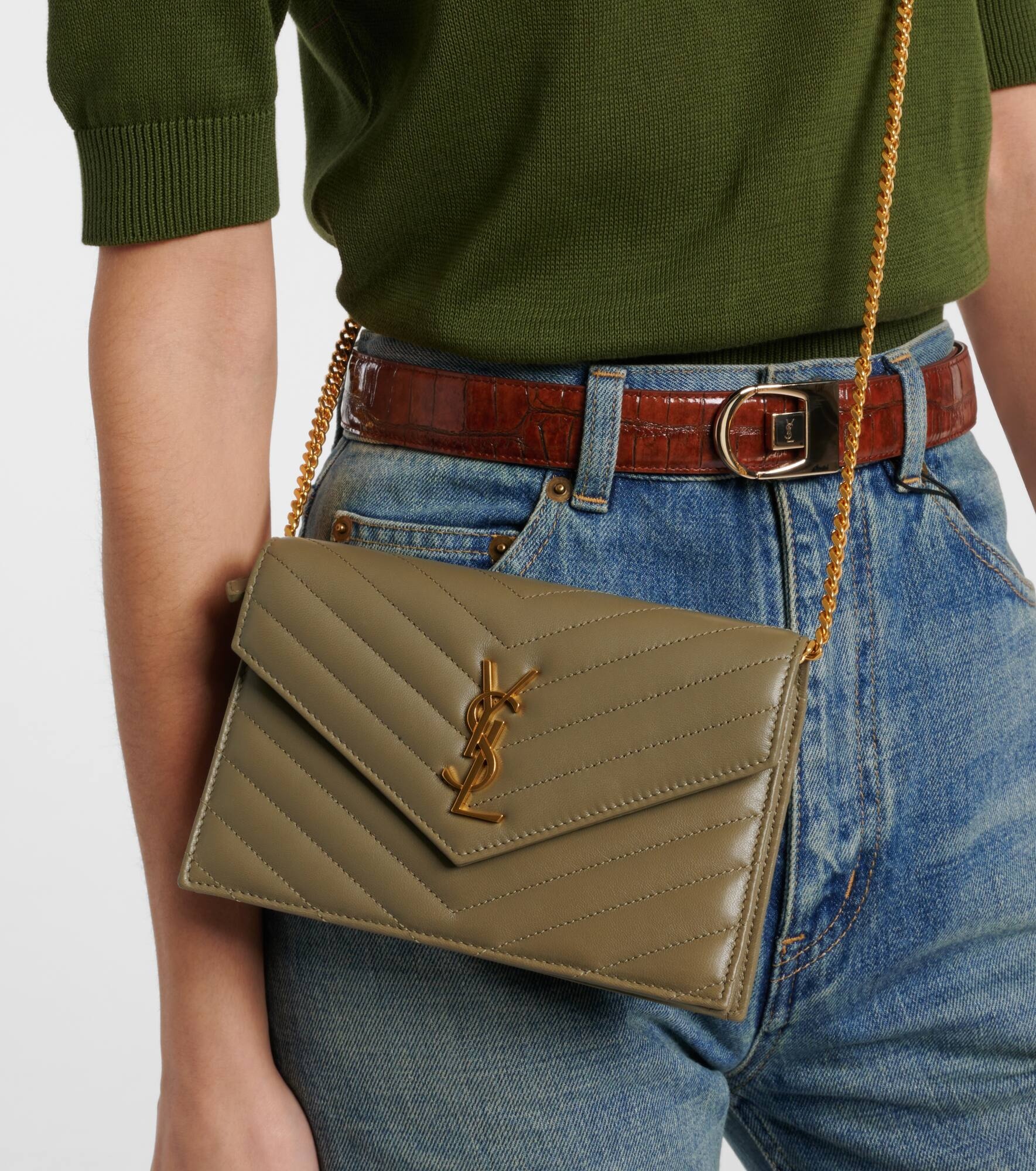 Cassandre Envelope leather wallet on chain - 2