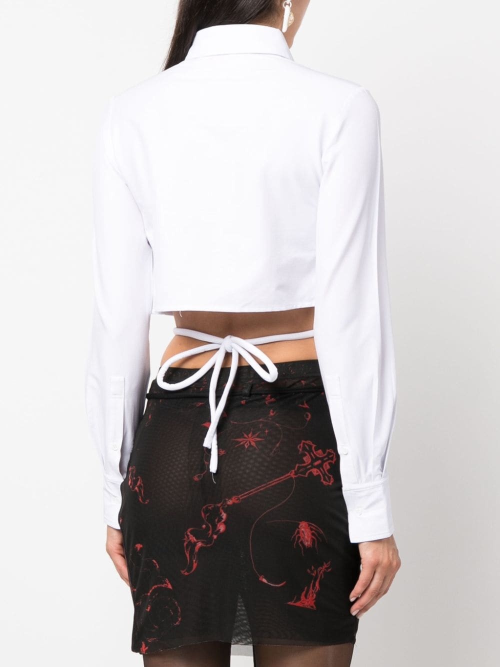 logo-lettering cropped shirt - 4