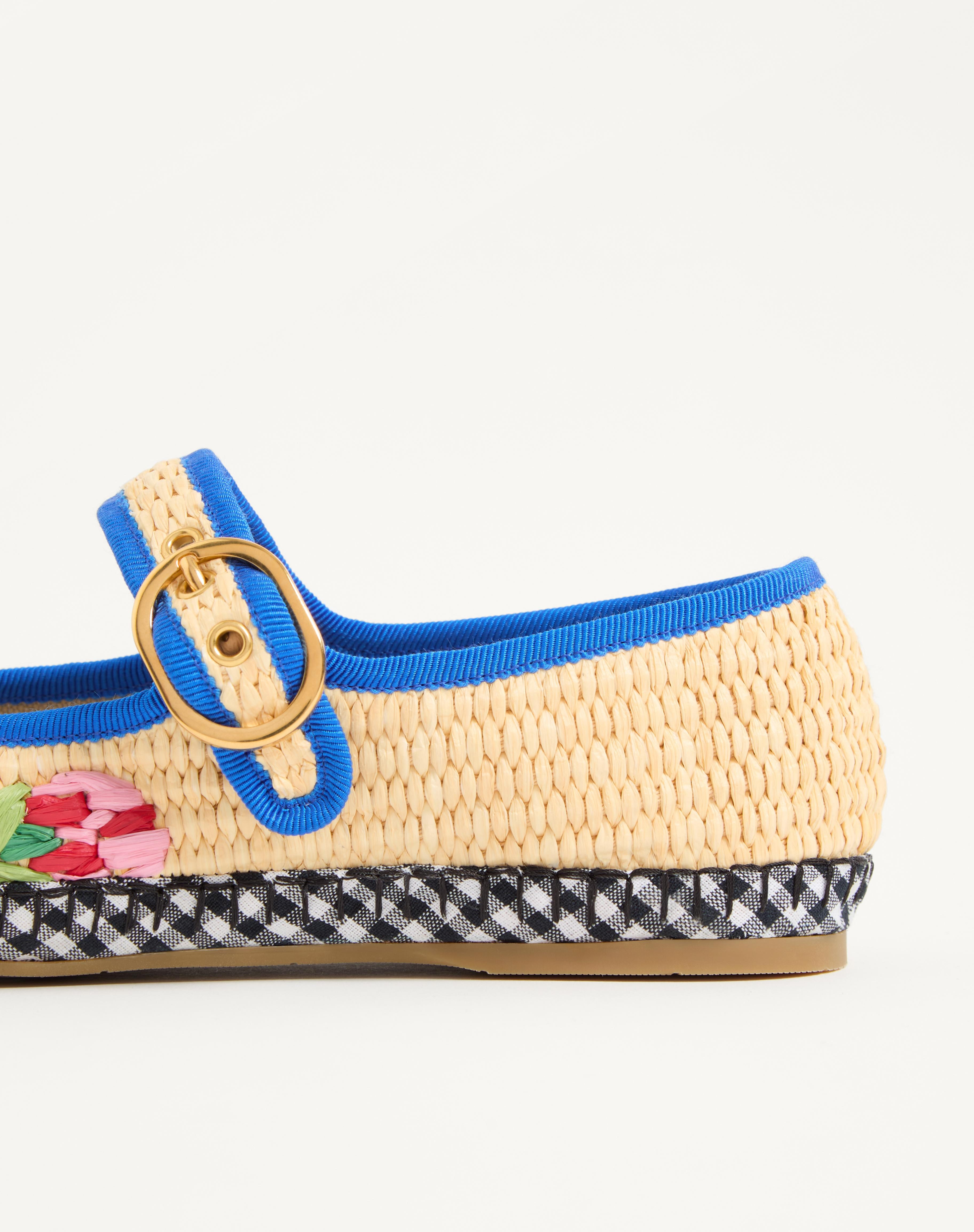 MARY-JANE ENDOUCE BALLERINA IN RAFFIA WITH FLORAL EMBROIDERY - 7