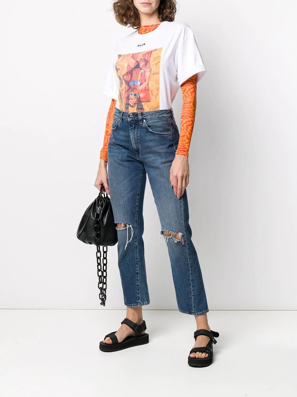 sun bathing-print boxy T-shirt - 2