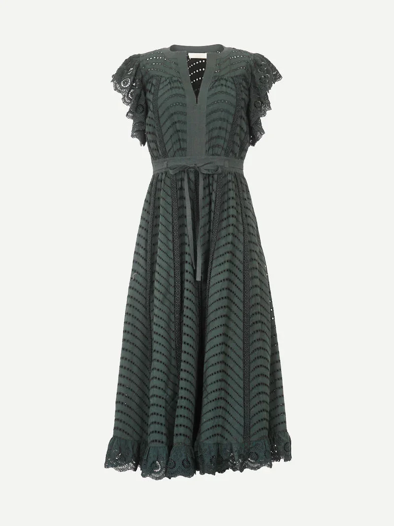 Olga Flutter Sleeve Midi Dress - 1