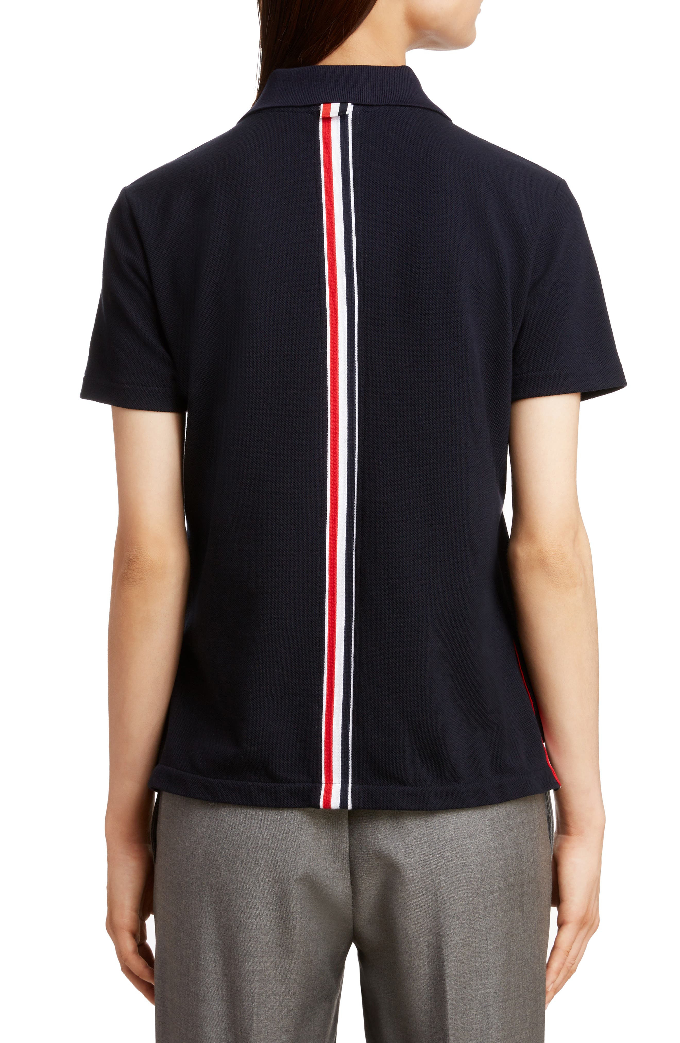 Thom Browne Stripe Piqué Polo in Navy at Nordstrom - 2