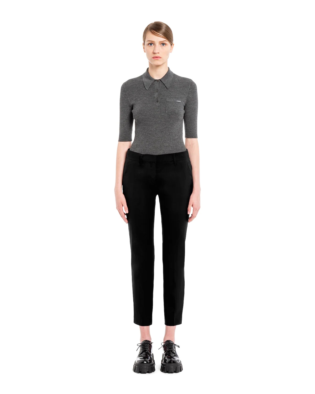 Stretch cotton poplin trousers - 2