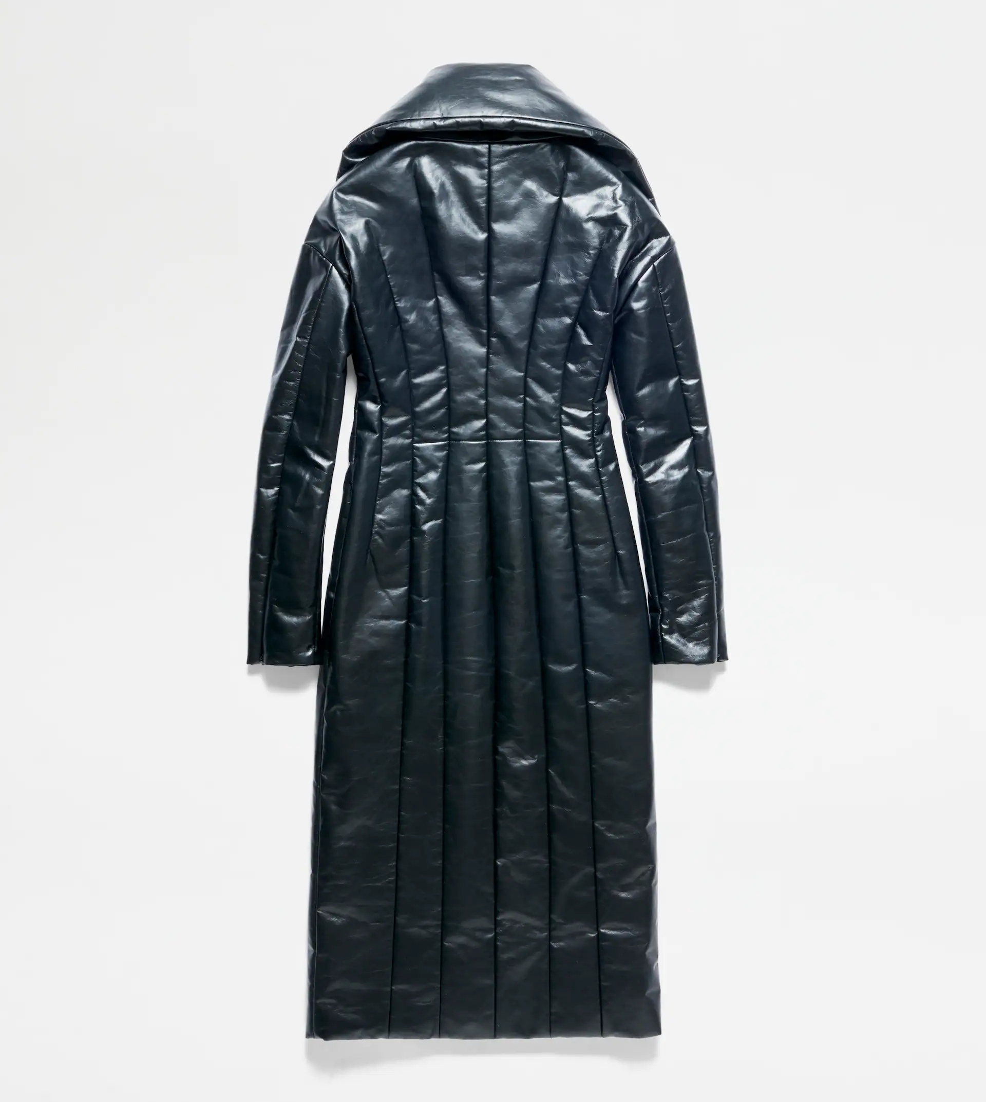 QUILTED COAT IN LEATHER - BLACK - 8