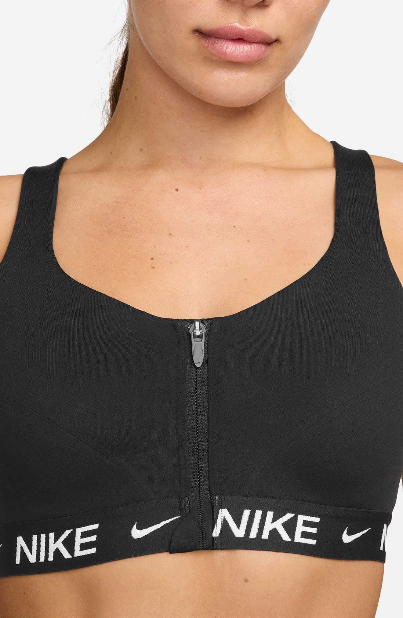 Nike Indy Dri-FIT Zip Front Sports Bra in Black at Nordstrom - 3