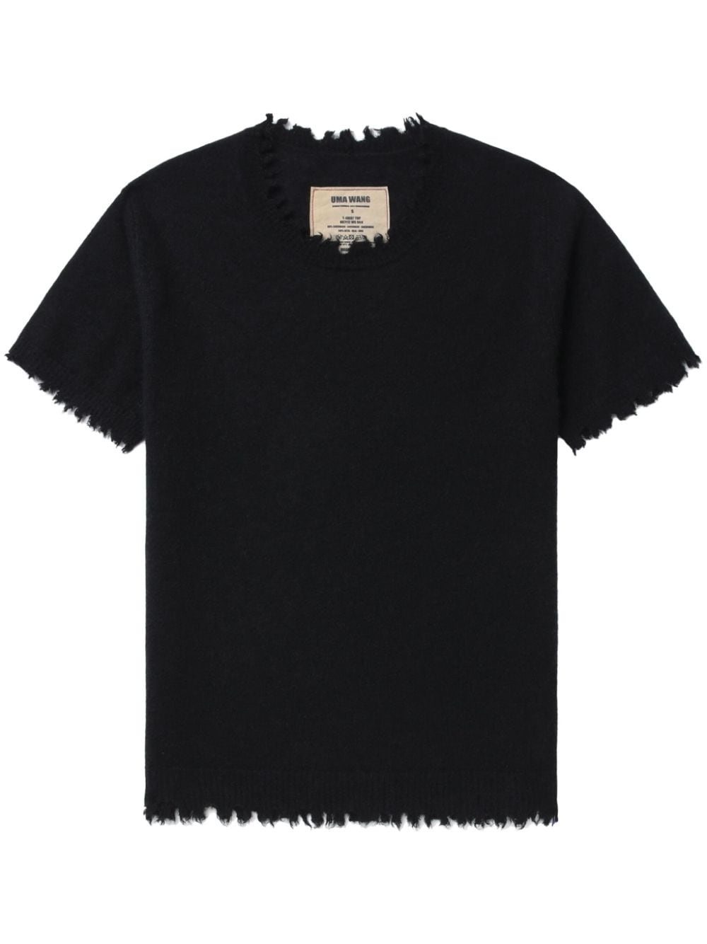 raw-edge cashmere-silk T-shirt - 1