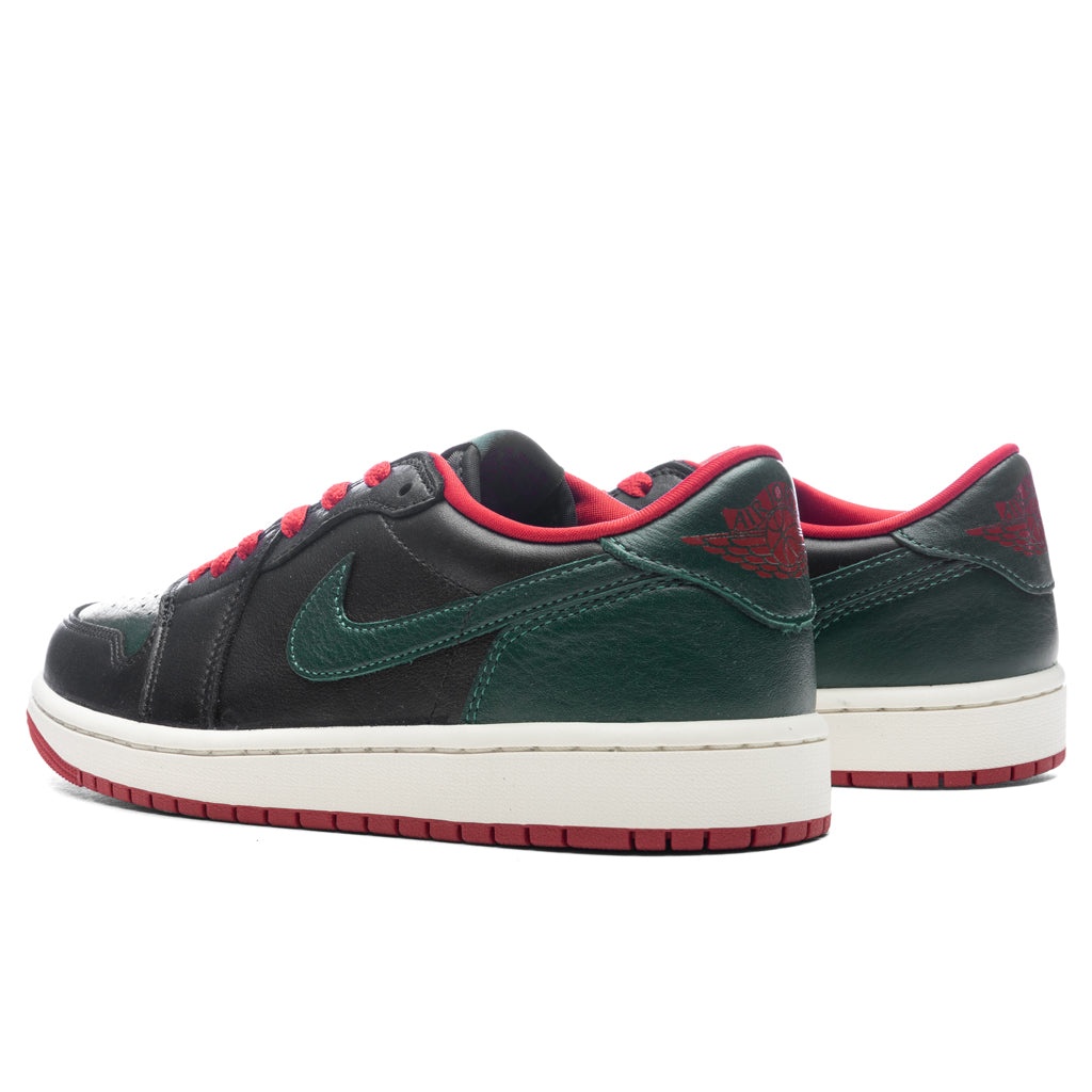 AIR JORDAN 1 LOW OG WOMEN'S - BLACK/GORGE GREEN/VARSITY RED - 4