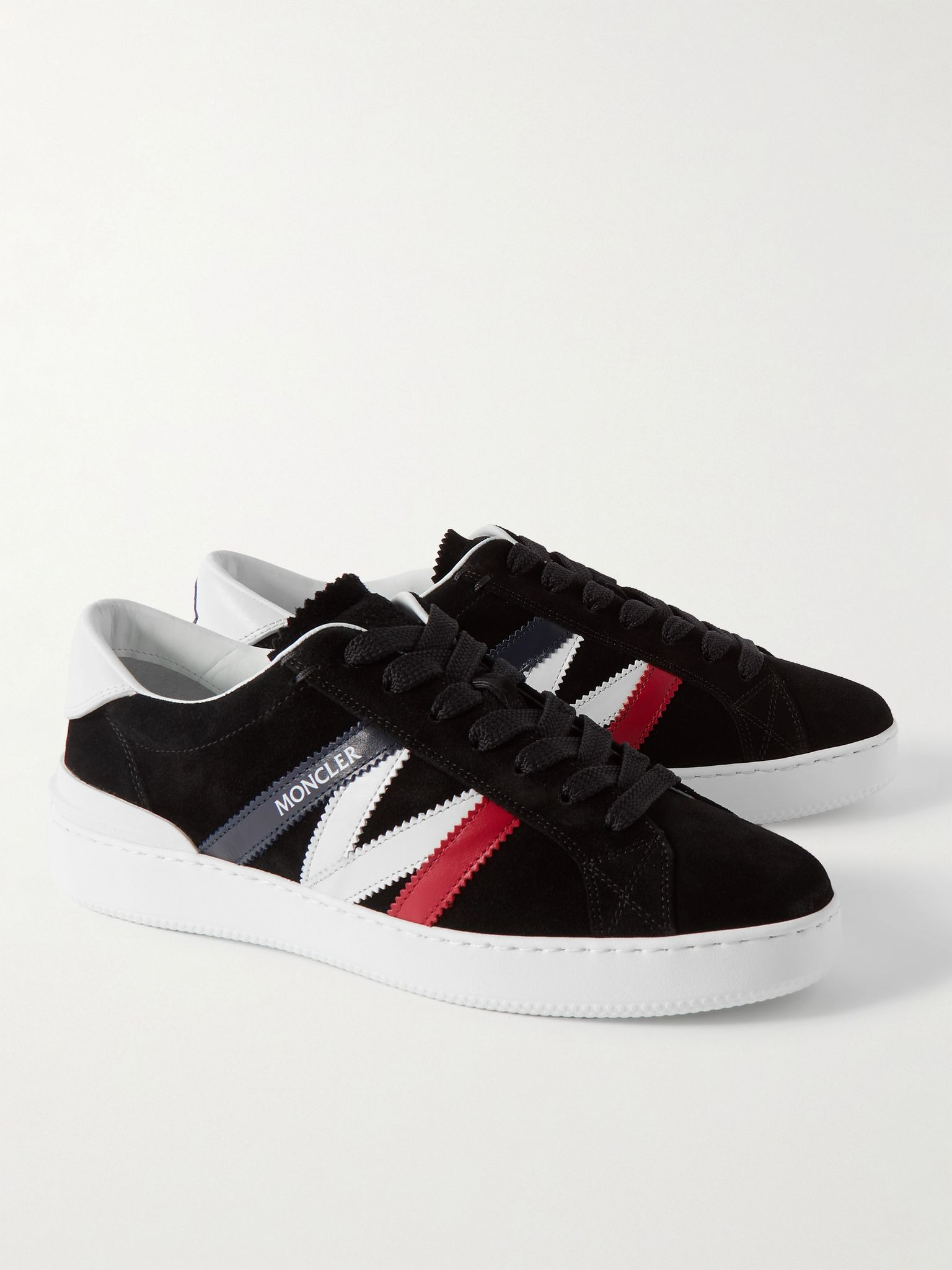 Monaco M Leather-Trimmed Suede Sneakers Black - 4