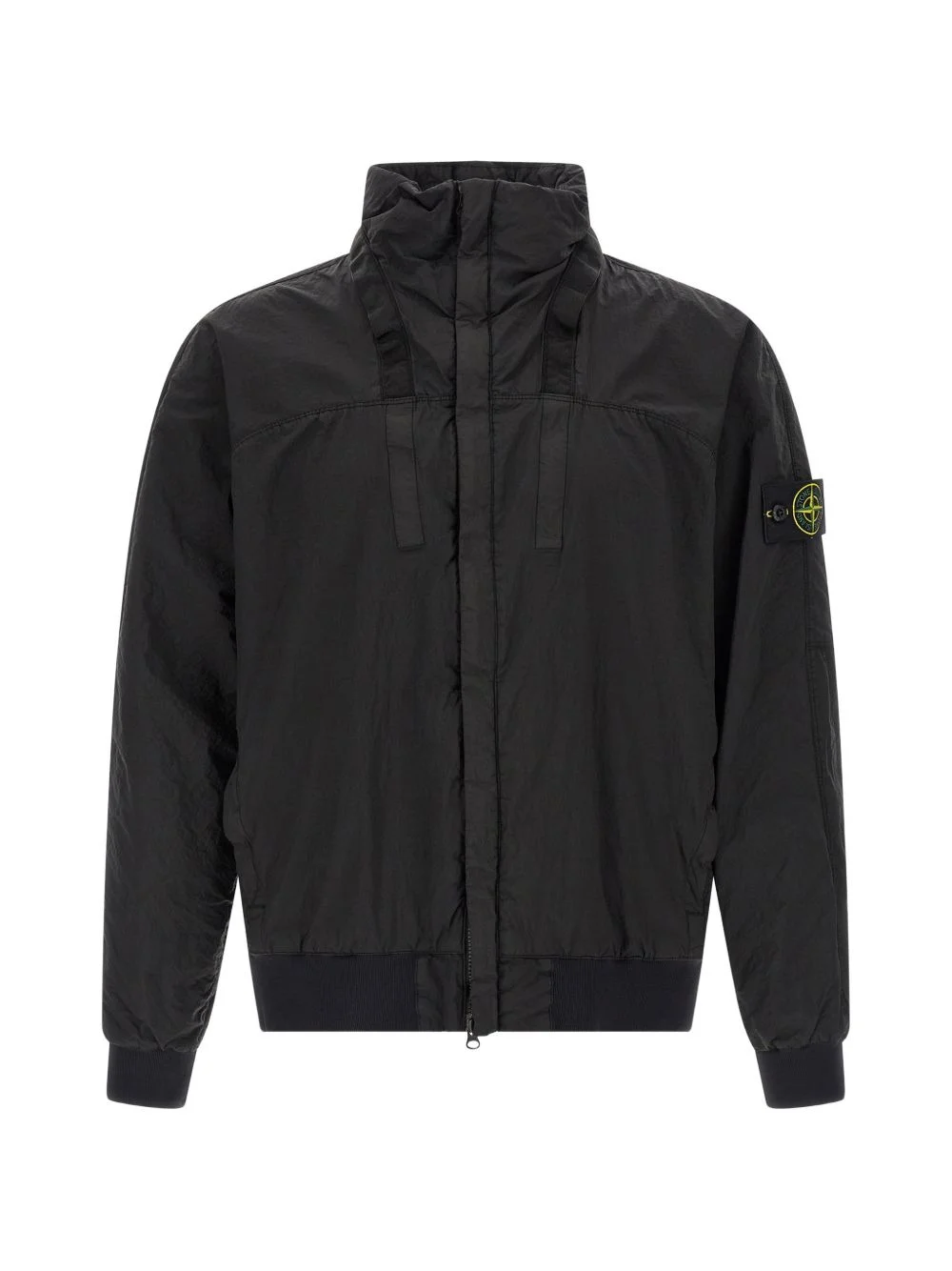 ribbed metallic nylon bomber jacket - 1