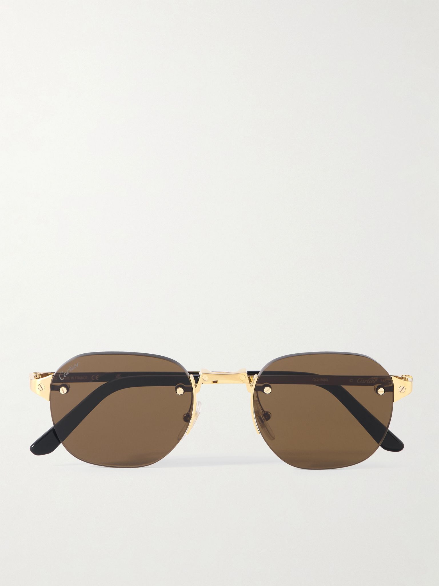Santos de Cartier Rimless Oval-Frame Gold-Tone Sunglasses Gold - 1