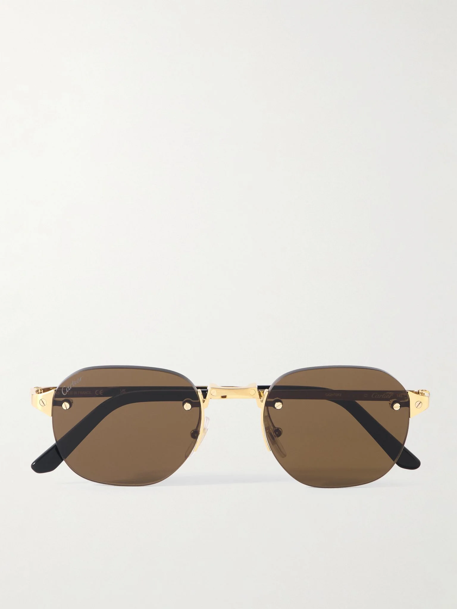 Santos de Cartier Rimless Oval-Frame Gold-Tone Sunglasses Gold - 1